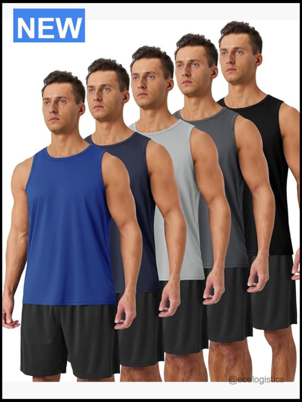 5 Pack Men's Muscle Tank Tops Quick Dry Workout Sleeveless Shirts Gym